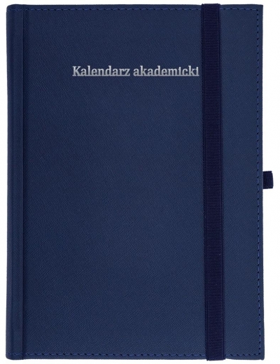 Kalendarz akademicki A5 tyg Cross z gumką granat - Wokół Nas