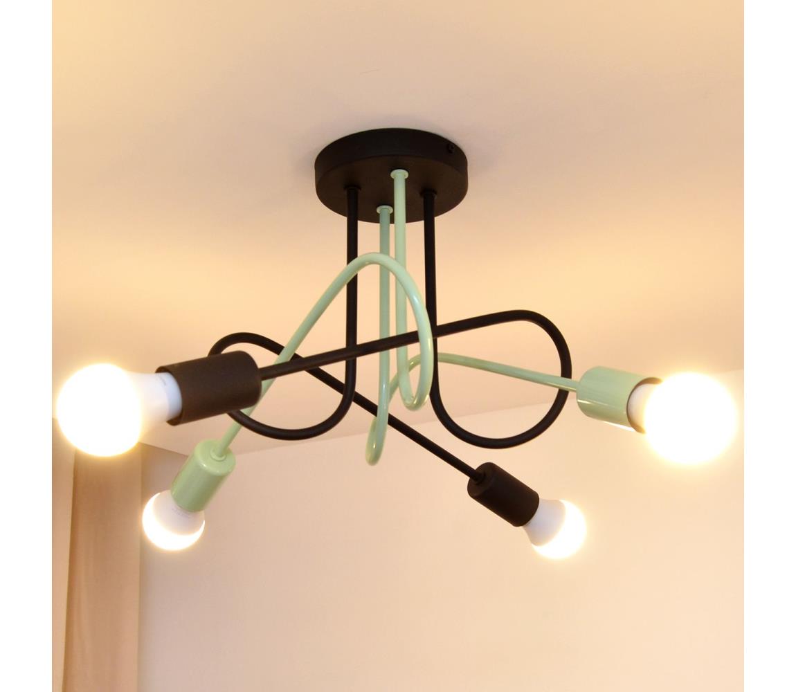 Żyrandol natynkowy OXFORD 4xE27/15W/230V czarny/zielony