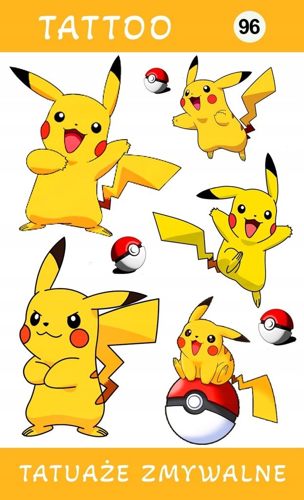 Tatuaż Zmywalny Pokemon Przepiękny Zestaw dla Dzieci