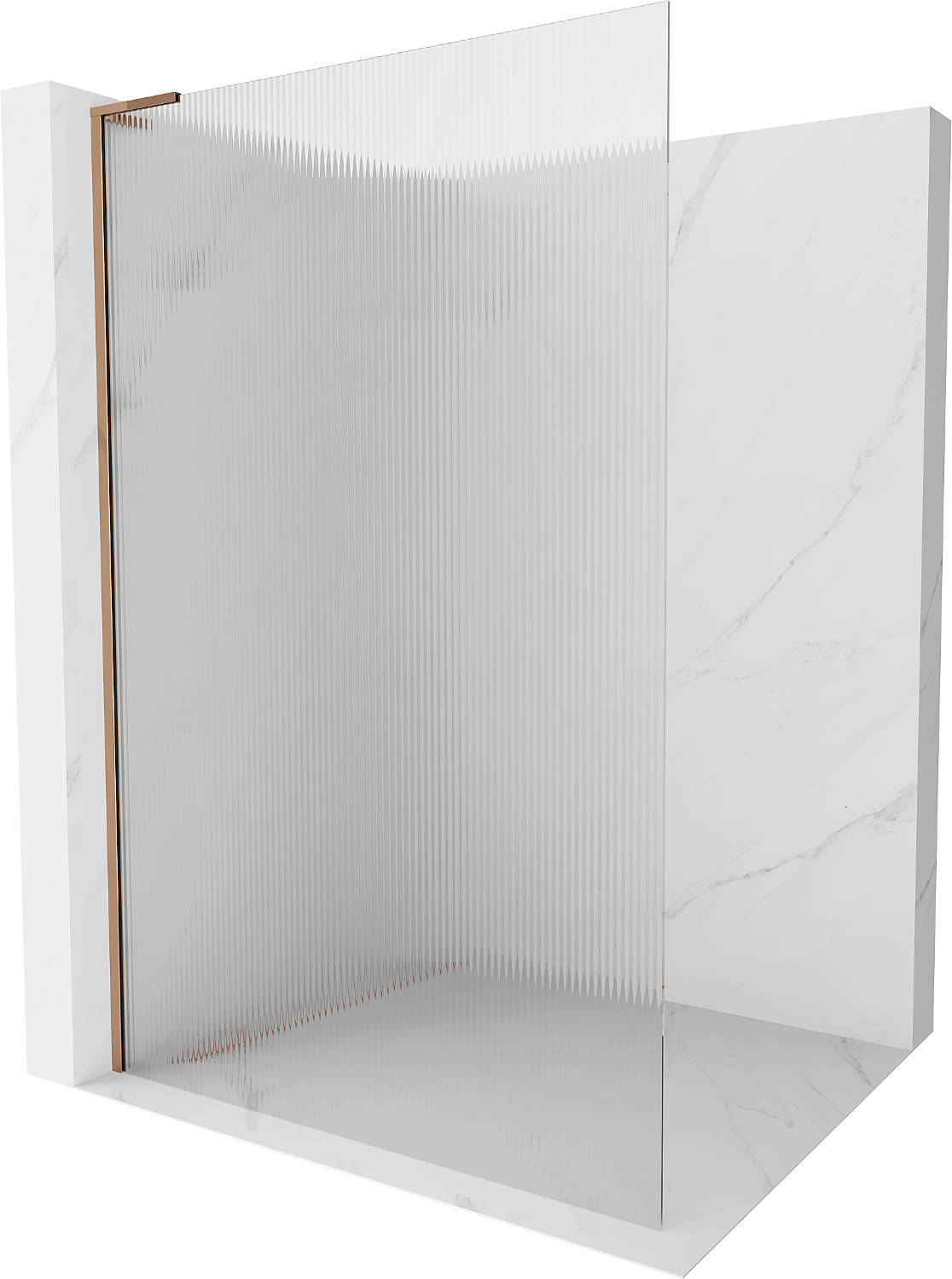 Mexen Kioto L ścianka prysznicowa Walk-in 80 x 200 cm, prążki, różowe złoto - 800-080-103-60-09