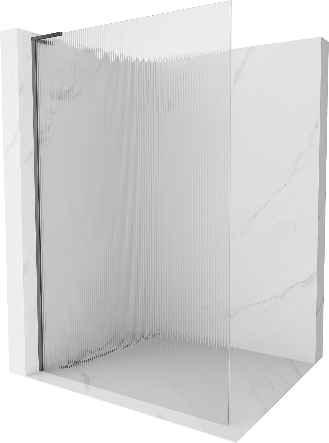 Mexen Kioto L ścianka prysznicowa Walk-in 120 x 200 cm, prążki, gun metal - 800-120-103-95-09