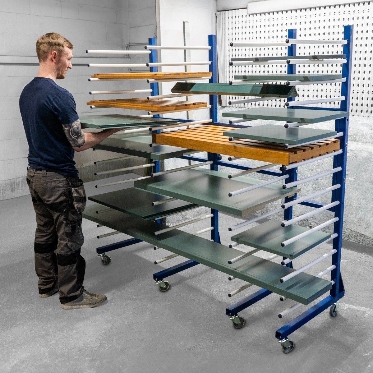 Regały Monster - Combi Spray Droogrek Trolley x 5 i 4 złącza - Verstelbare Bretete