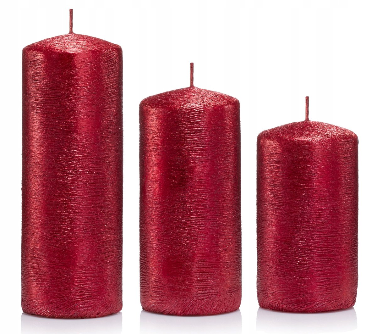 Świeczki świąteczne świece walec 3 wysoko czerwone