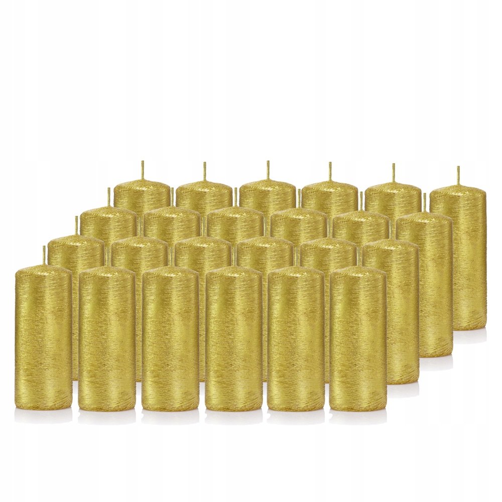Świece świeczki walec zestaw 24 szt złote 10 cm