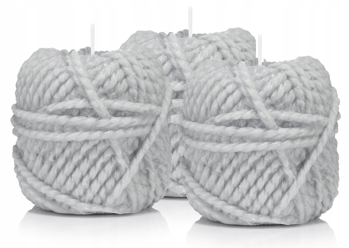 Świeczki ozdobne zestaw świec 3 szt. motek szary