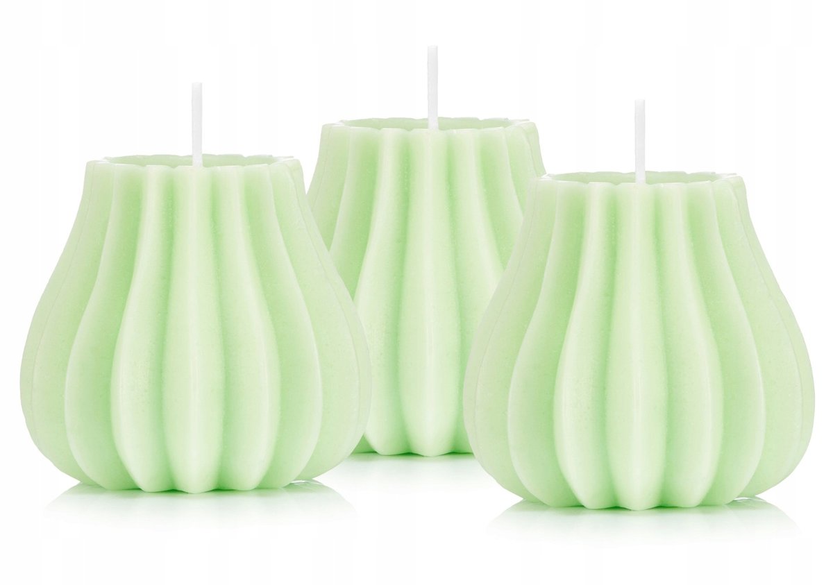 Świeczki ozdobne SAKIEWKA zestaw świec 3szt zielon