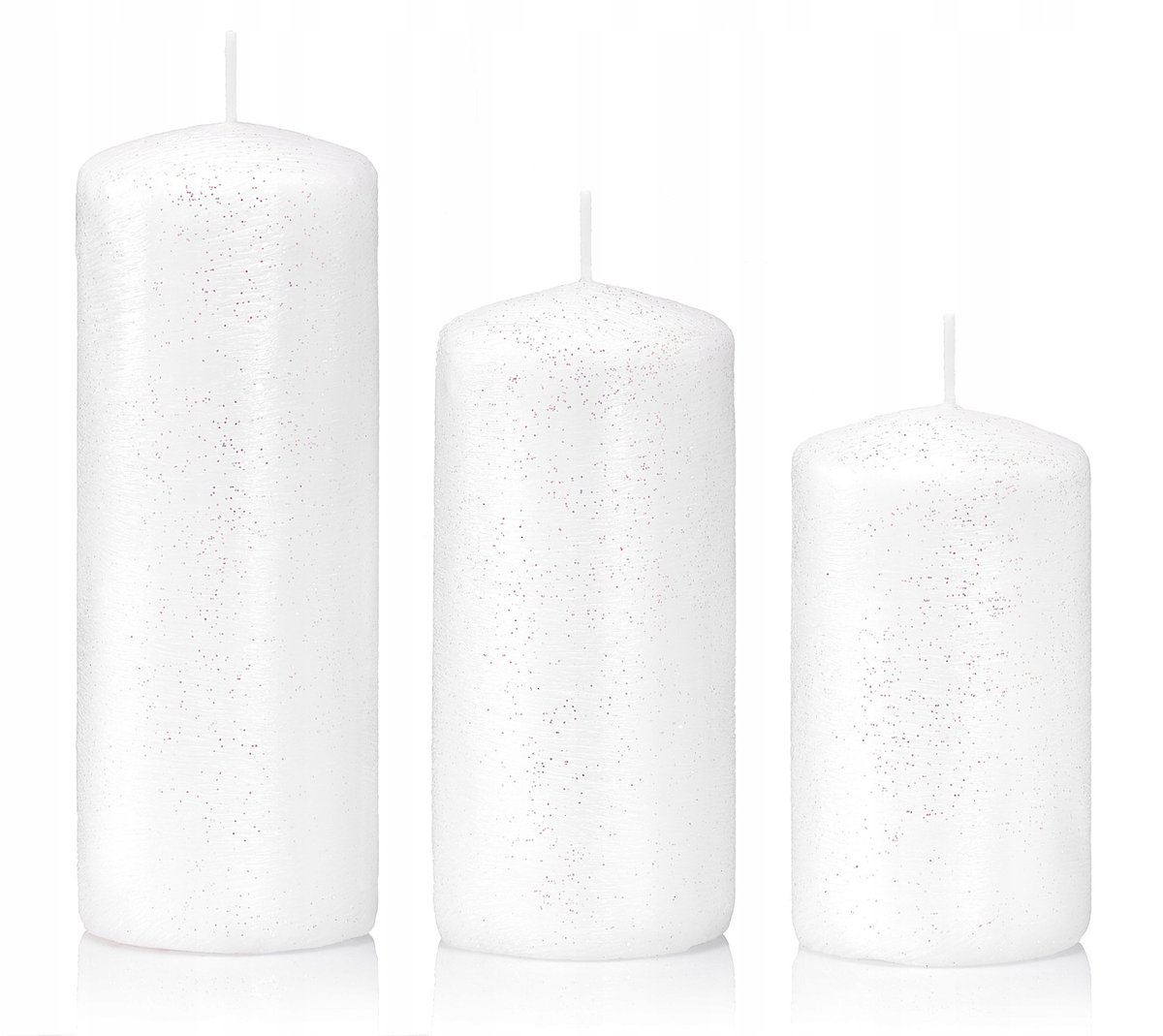 Świeczki świąteczne świece walec 3 wysokości białe