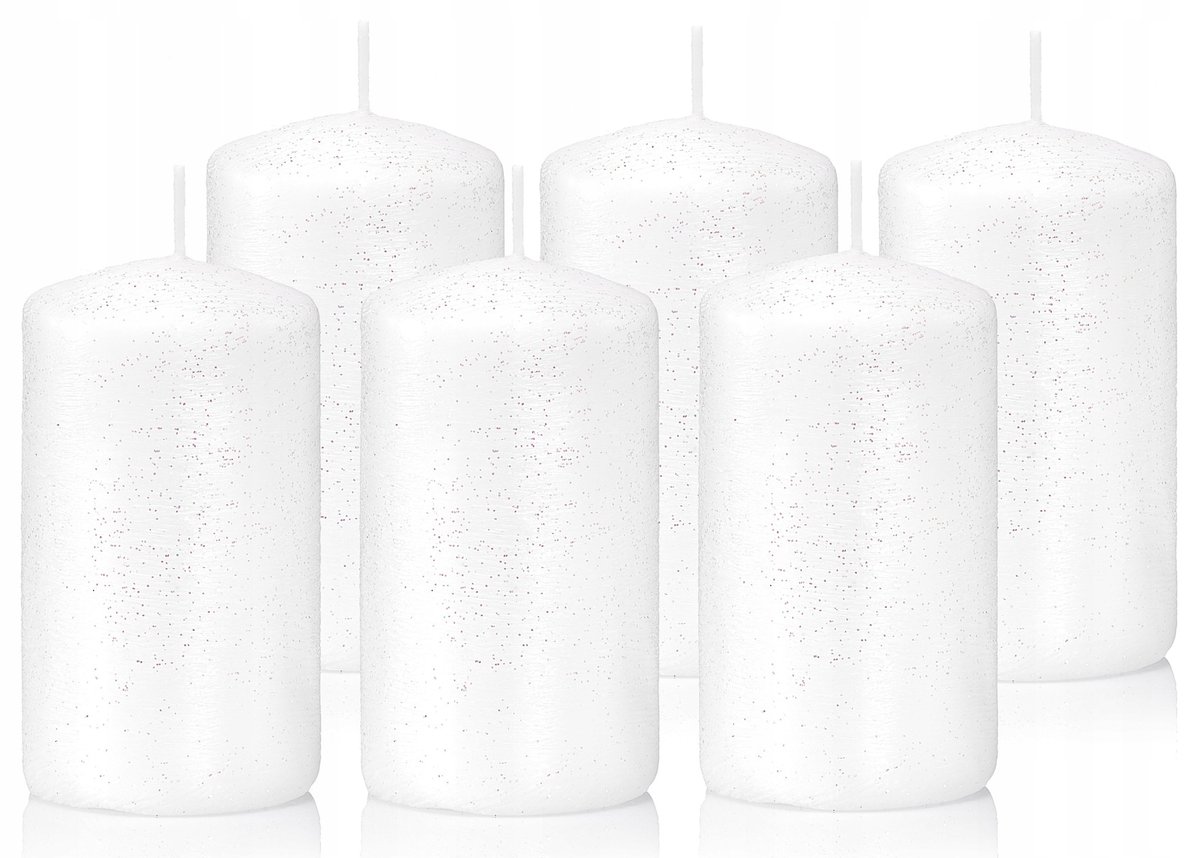 Świeczki ozdobne zestaw 6 świec walec 10/6 biały