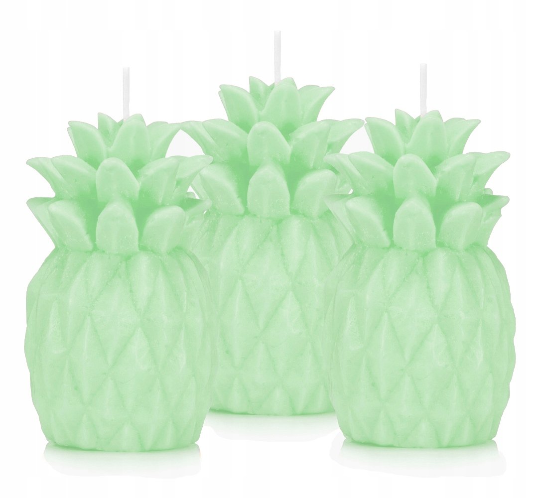 Świeczki ozdobne zestaw świec ananas 3 szt zielone