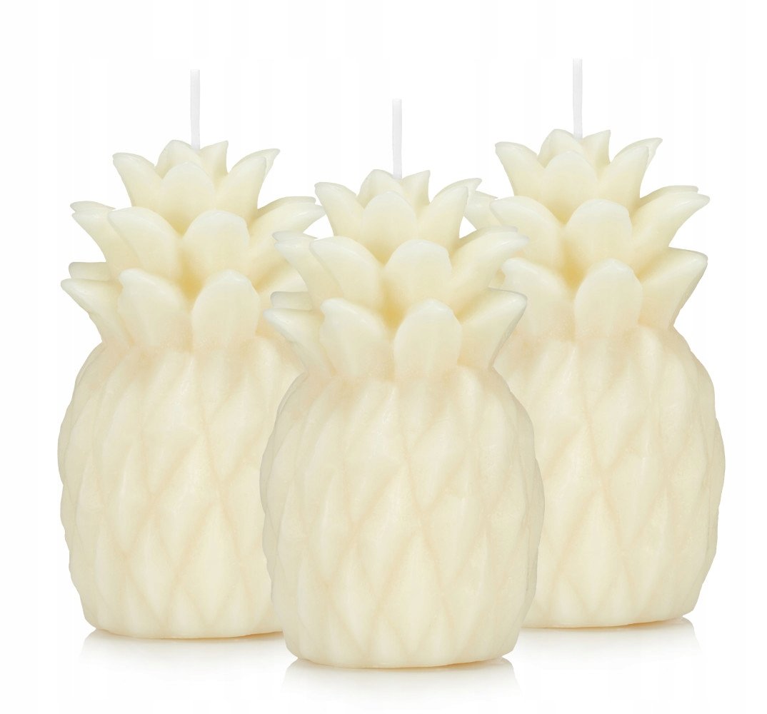 Świeczki ozdobne zestaw świec ananas 3 szt ecru