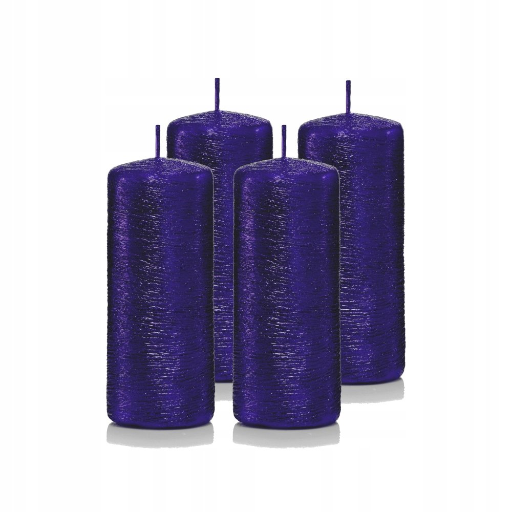 Świece świeczki walec zestaw 4 szt granatowe 10 cm