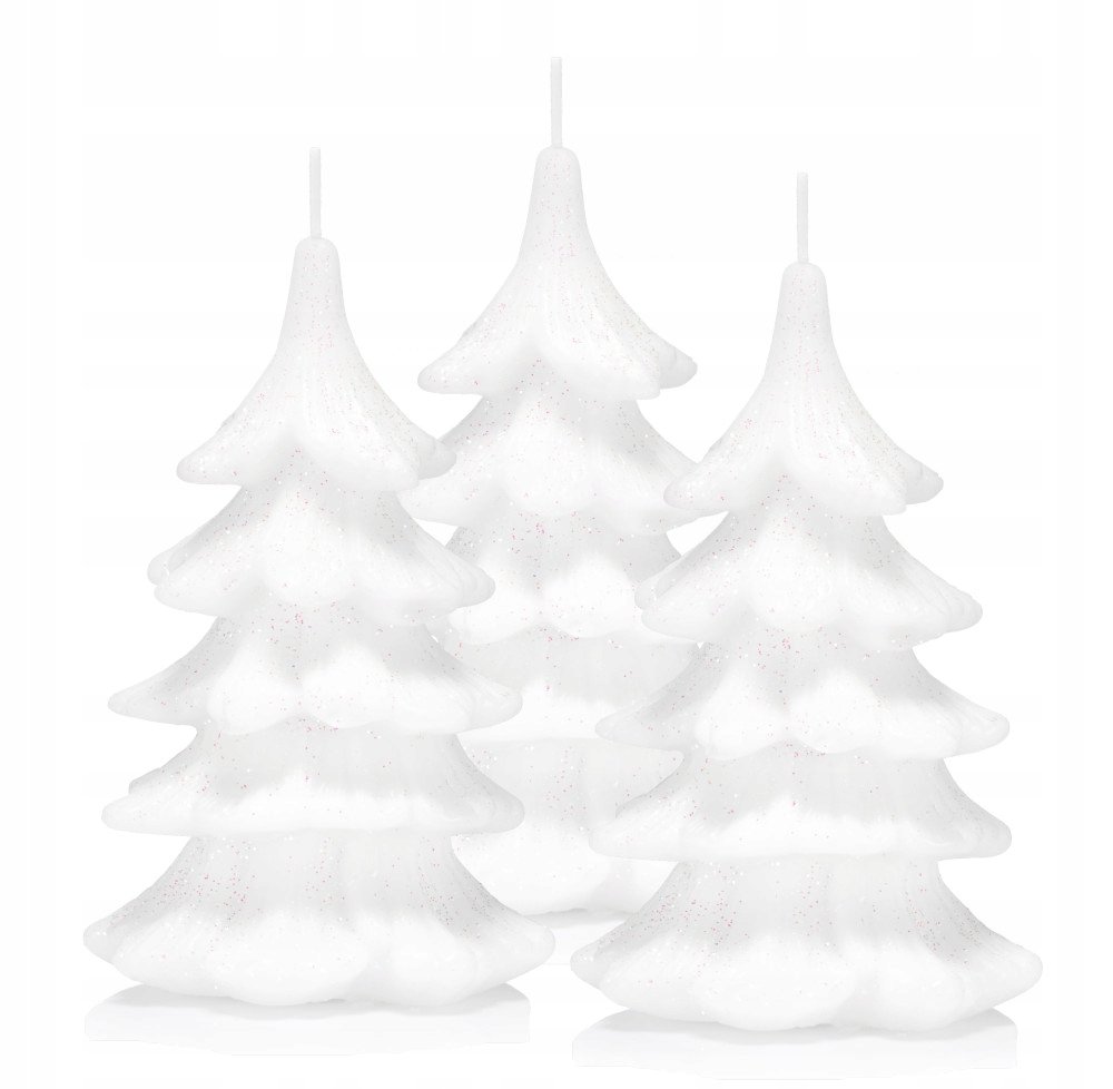 Świeczki świąteczne choinka 15 cm 3 szt całe białe