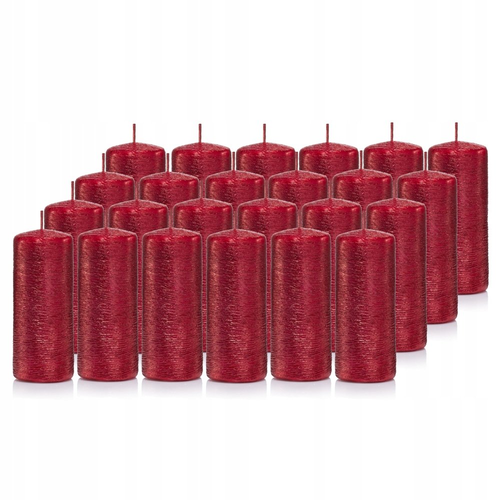 Świece świeczki walec zestaw 24 szt czerwone 10 cm
