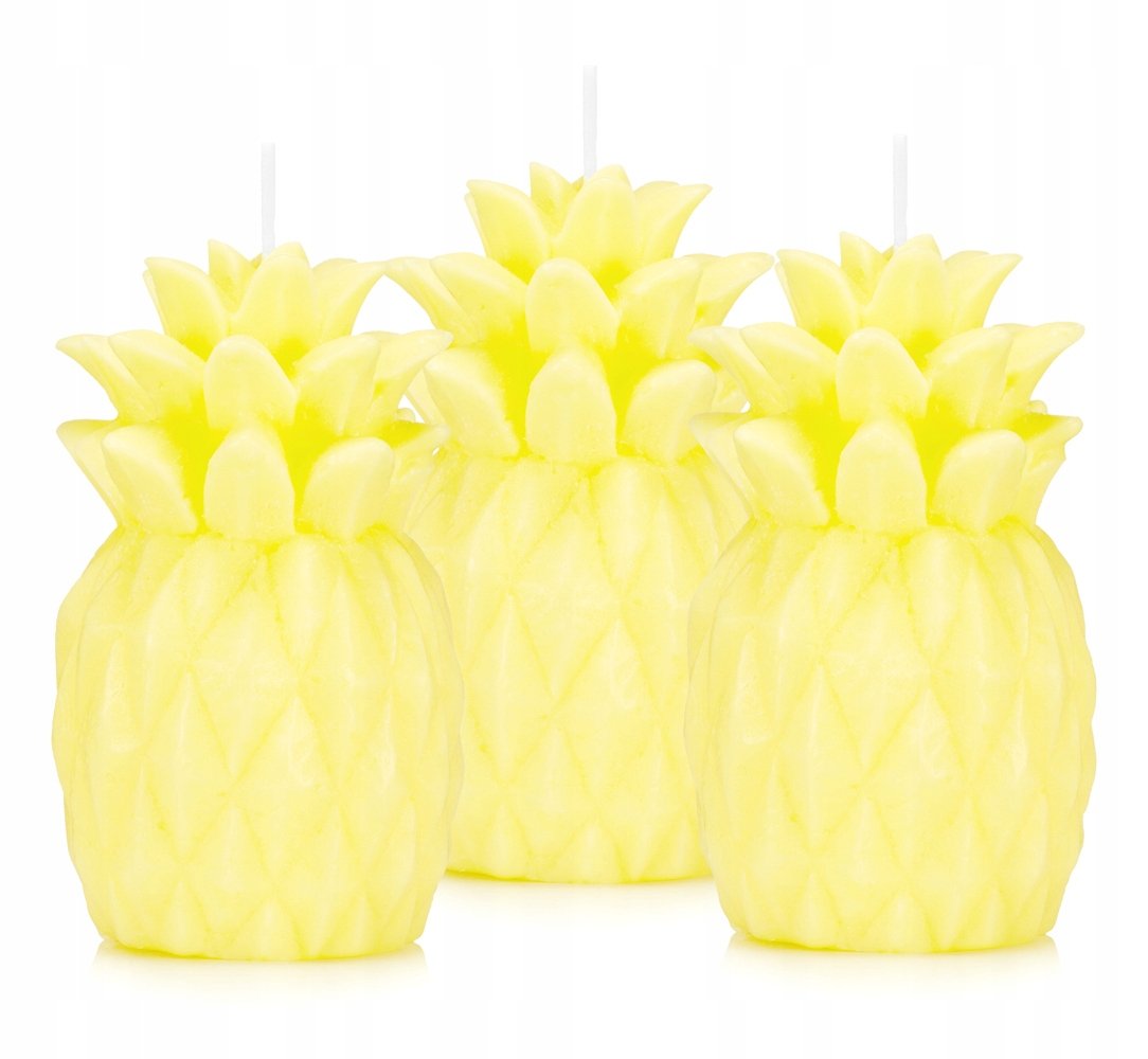 Świeczki ozdobne zestaw świec ananas 3 szt żółte