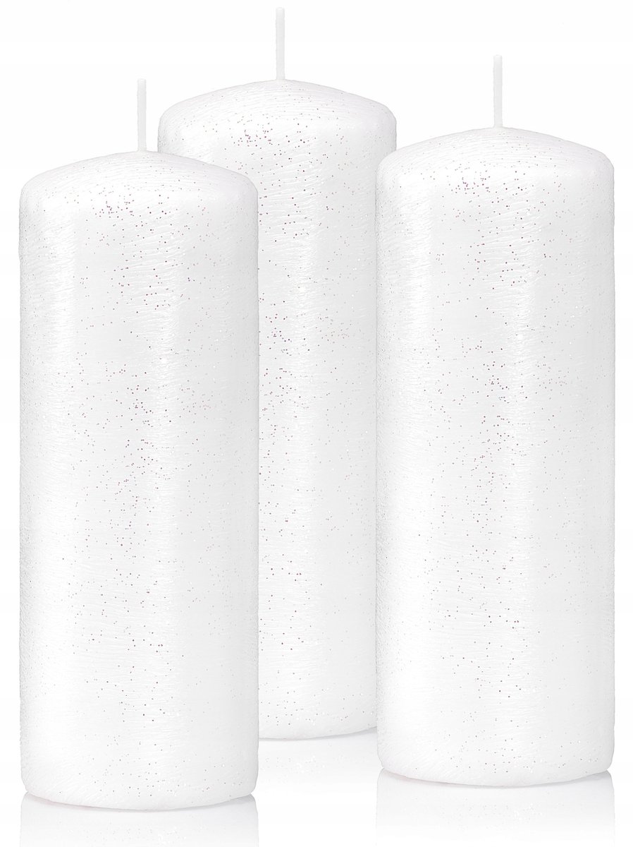 Świeczki ozdobne zestaw 3 świec walec 15/6 białe