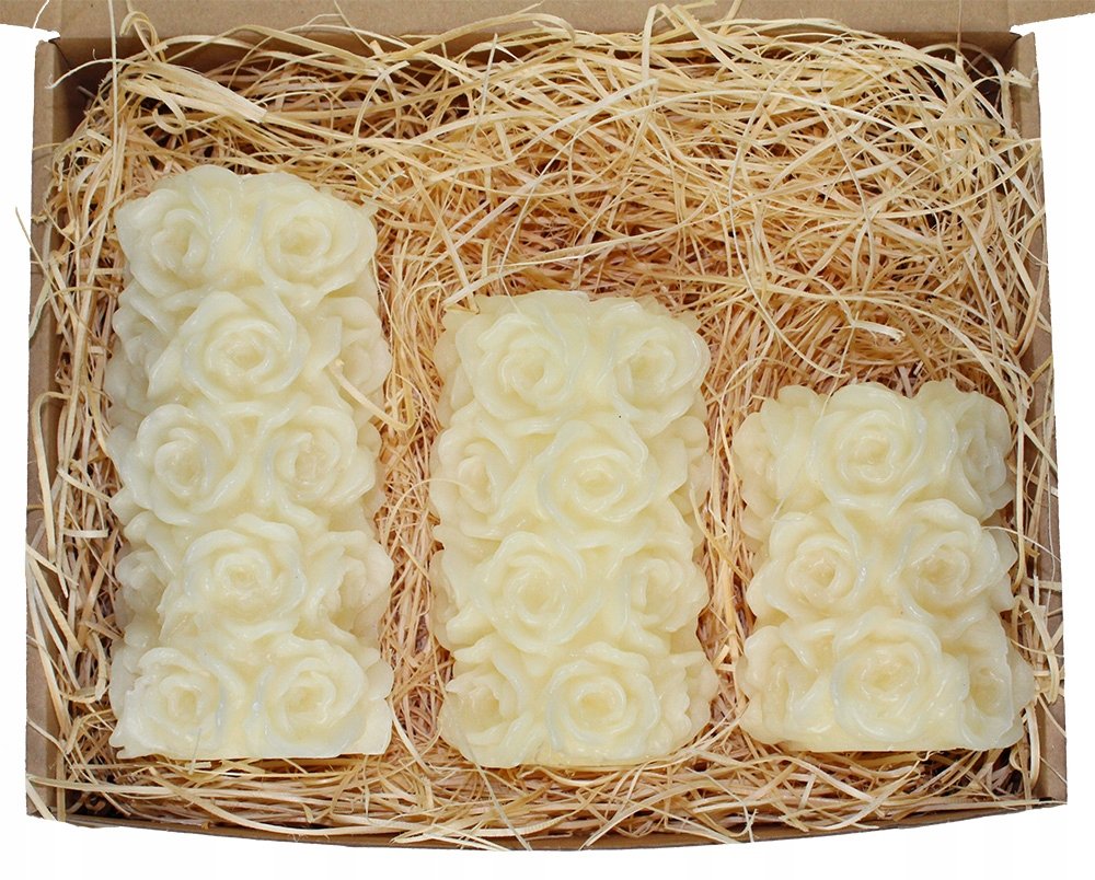 Świeczki na prezent RÓŻE ecru zestaw świec 3 szt