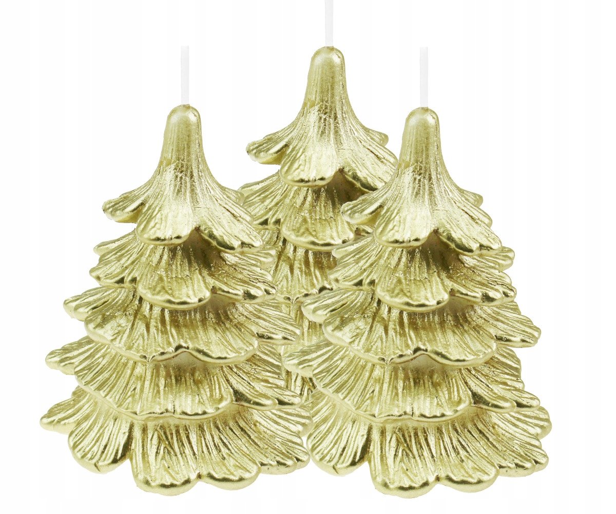 Świece świeczki świąteczne choinka złota zestaw 3