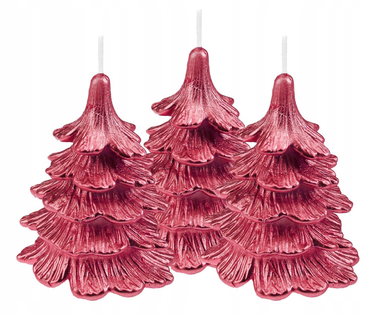 Świece świeczki świąteczne choinki czerwone 3 szt