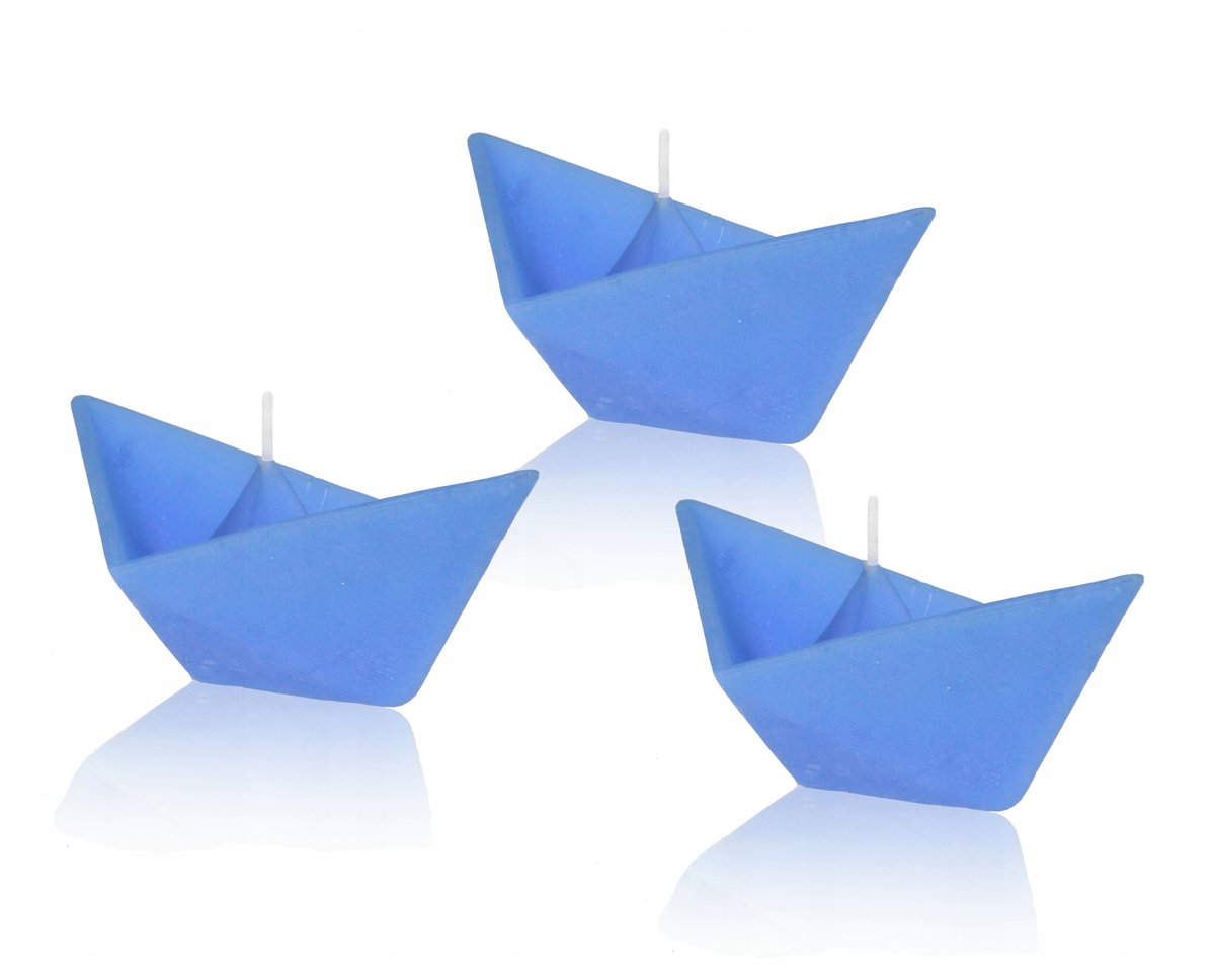 Świeczki pływające zestaw 3 świec ŁÓDKA niebieskie