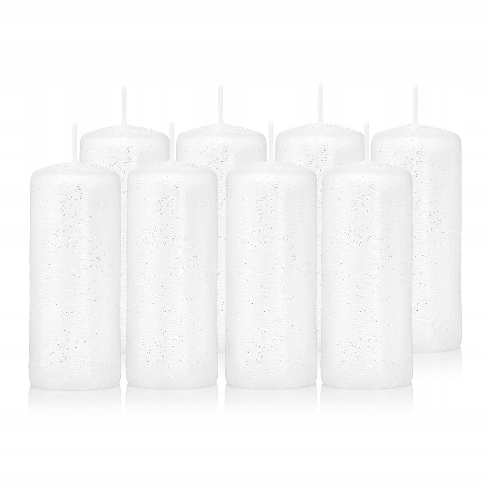 Świece świeczki walec zestaw 8 szt białe 10 cm