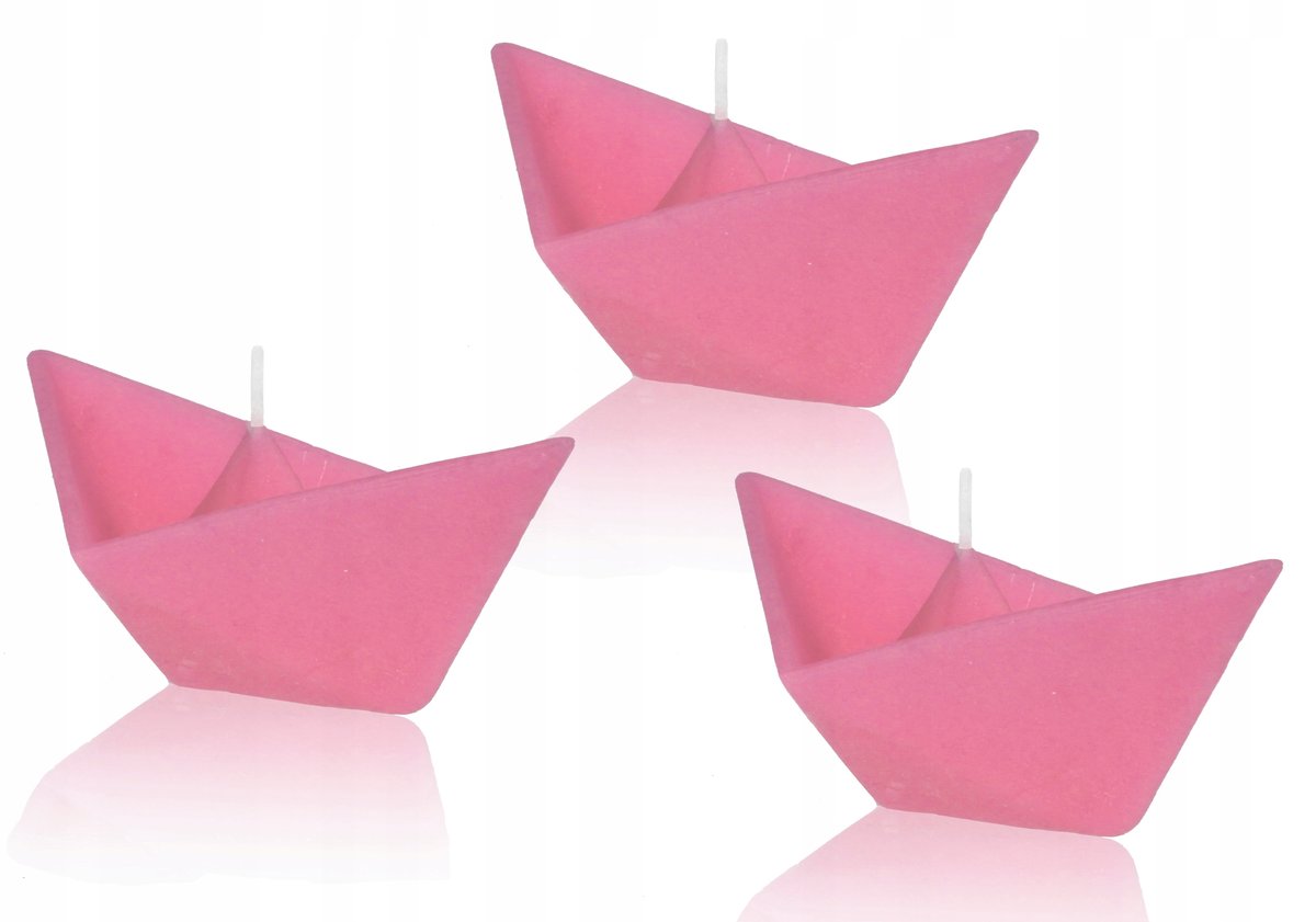 Świeczki pływające zestaw świec ŁÓDKA 3 szt różowe