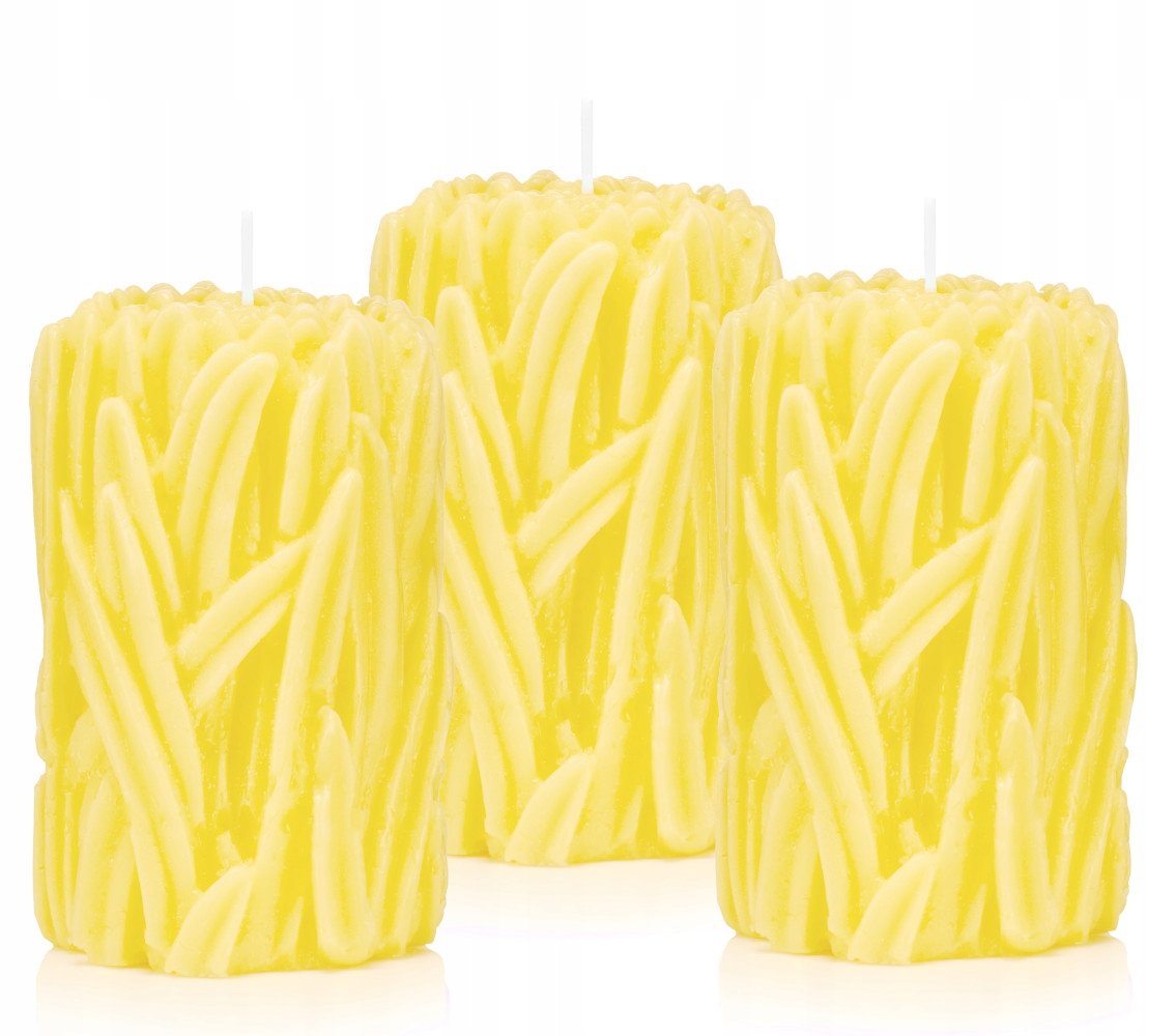 Świeczki ozdobne TRAWA zestaw 3 szt kolor żółty