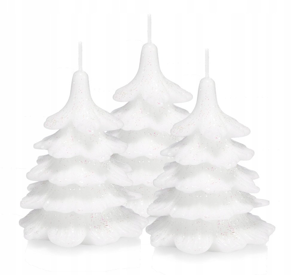 Świeczki świąteczne choinka 10cm 3 szt. całe białe