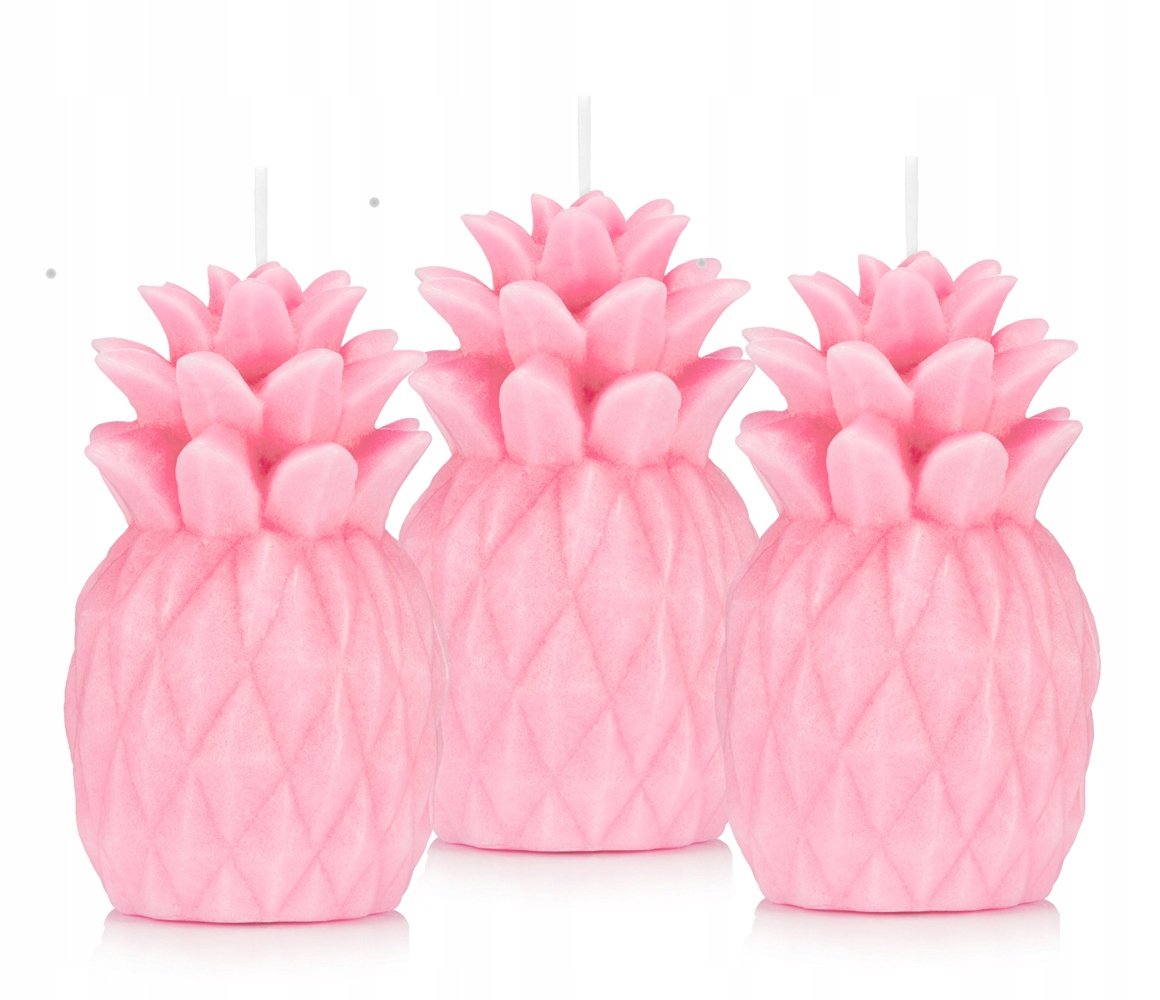 Świeczki ozdobne zestaw świec ananas 3 szt różowe