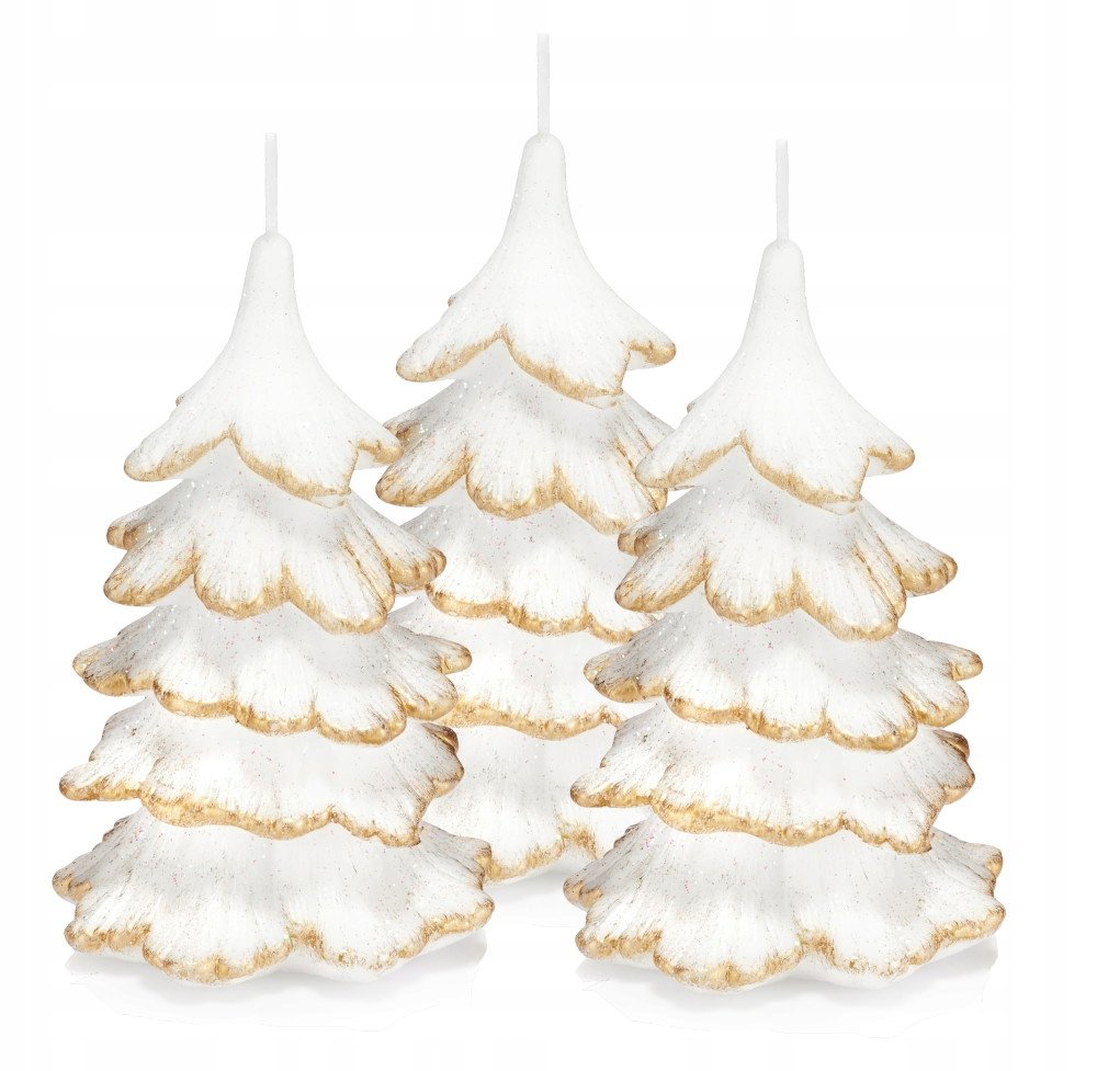 Świeczki świąteczne choinka 15cm 3szt złote końców