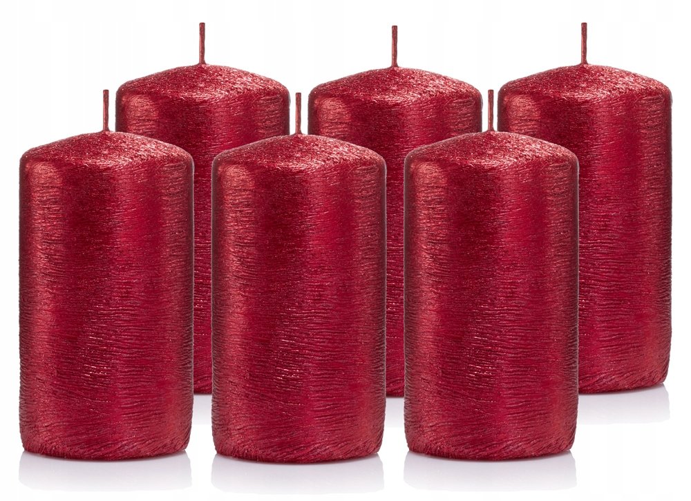 Świeczki ozdobne zestaw 6 świec walec10/6 czerwony