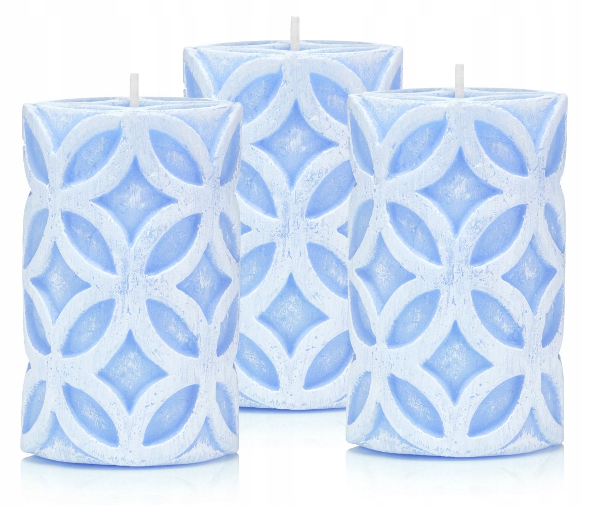 Świeczki ozdobne KOŁA 11cm zestaw 3szt niebieskie