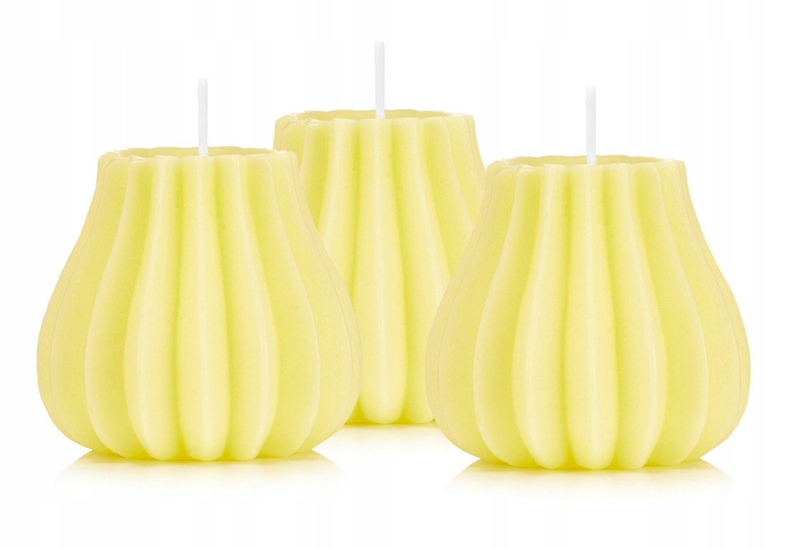 Świeczki ozdobne SAKIEWKA zestaw świec 3 szt żółte