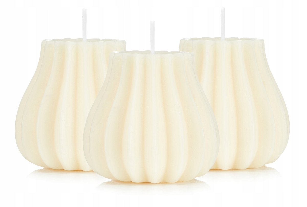 Świeczki ozdobne SAKIEWKA zestaw świec 3 szt ecru