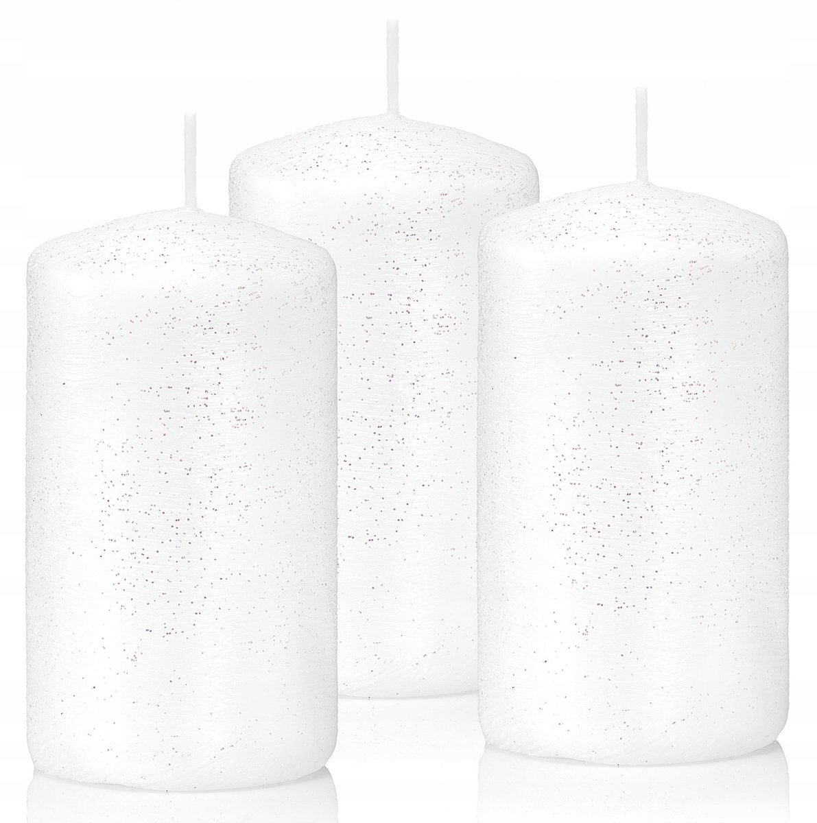 Świeczki ozdobne zestaw 3 świec walec 10/6 biały