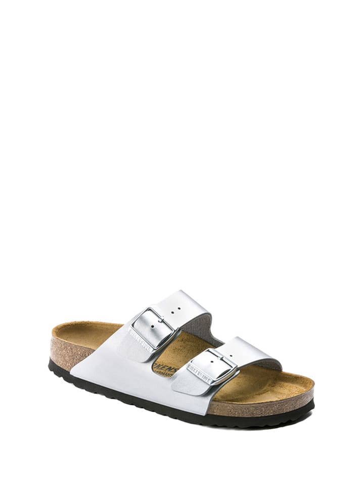 Birkenstock Klapki w kolorze srebrnym