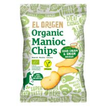 El Origen Chipsy z manioku o smaku śmietankowo - cebulowym wegańskie bezglutenowe 60 g Bio