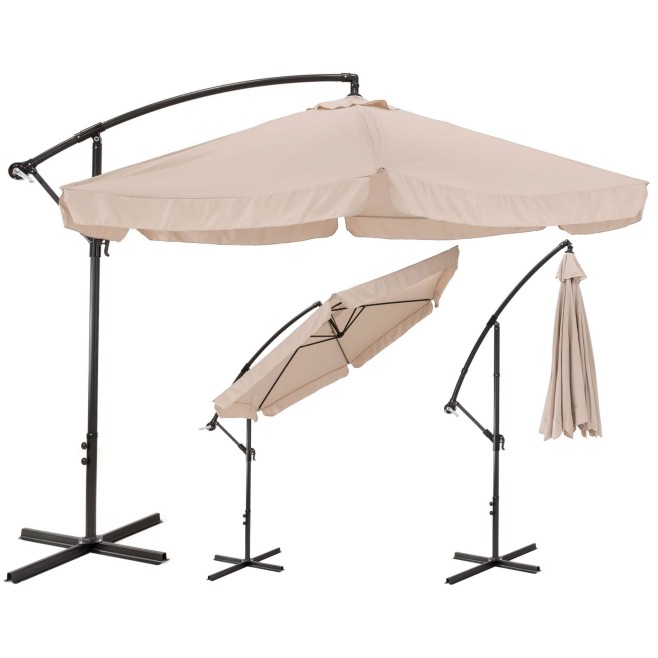 Parasol ogrodowy z wysięgnikiem 350cm Beżowy