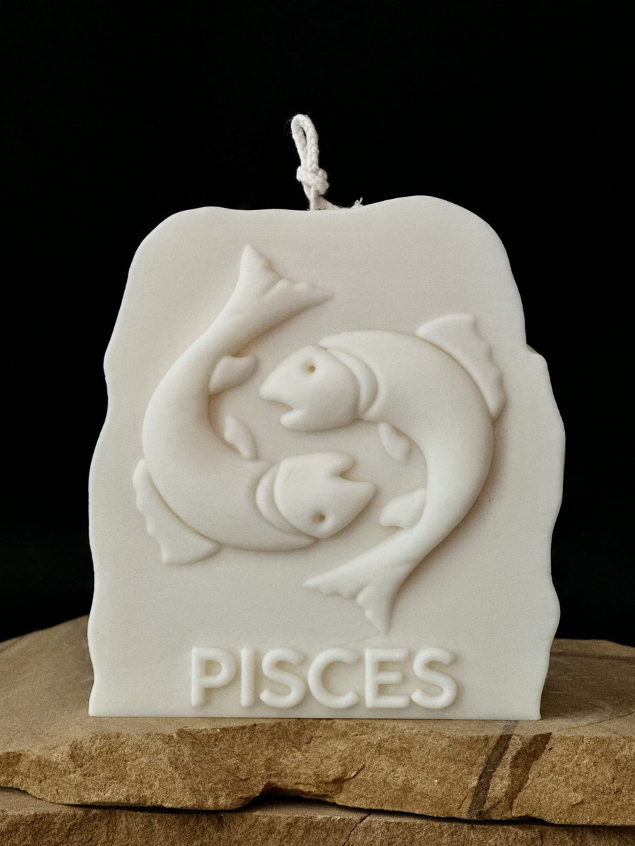 Świeca Sojowa Ozdobna Ryby / Znak Zodiaku W Pudełku Prezentowym