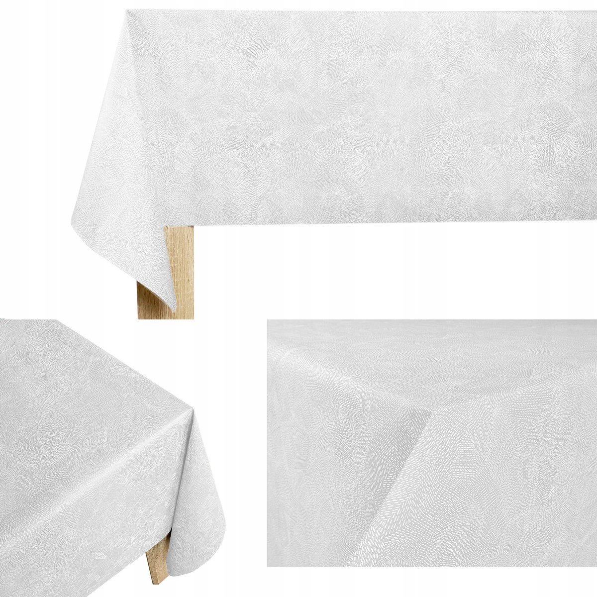Dekoracyjny Obrus Plamoodporny Jasnoszary Na Blat Stół Ławę 140x120cm