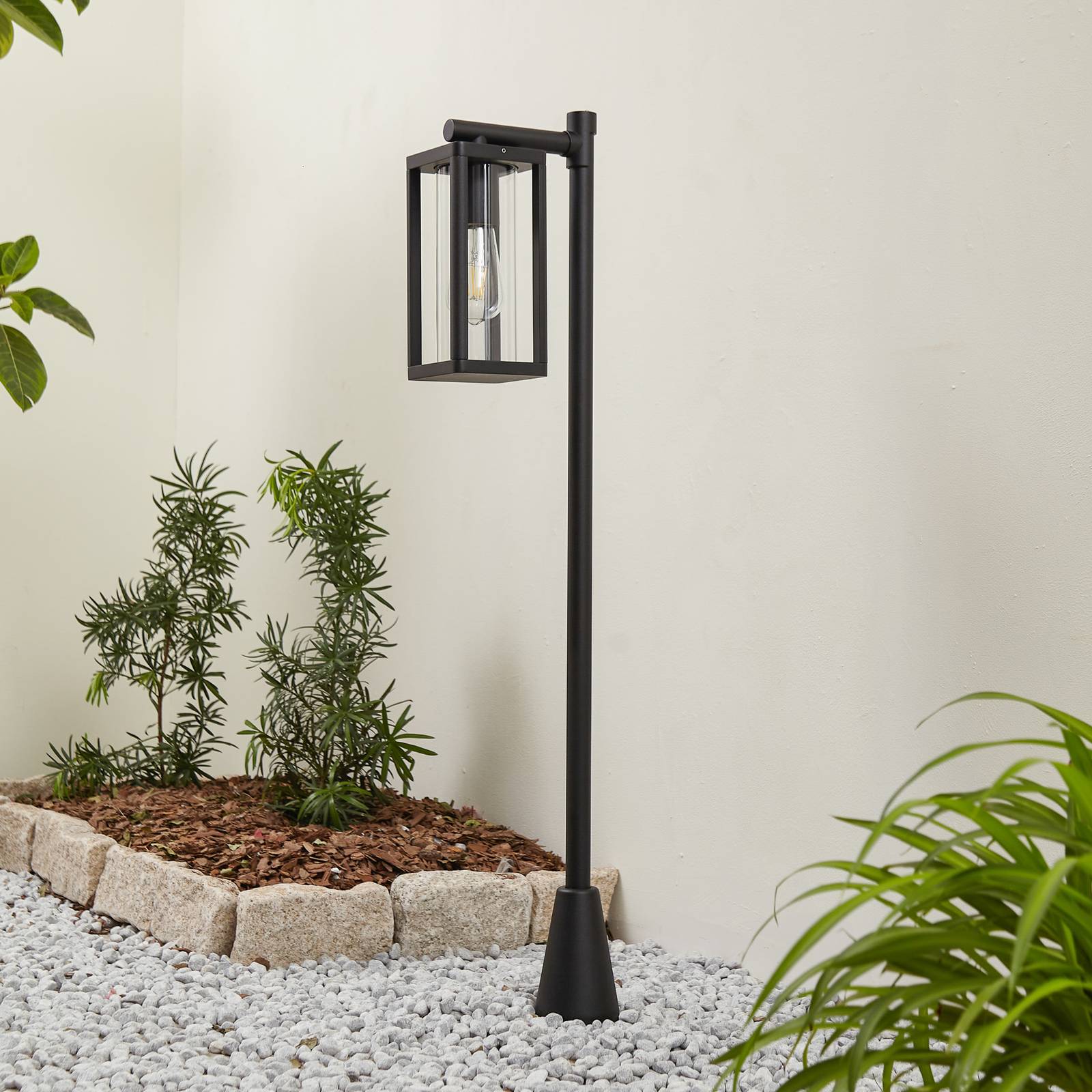 Słupek oświetleniowy Lucande Siveta, 100 cm, 1-punktowy, czarny, aluminium