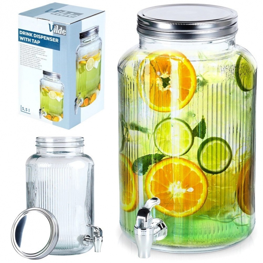 Słój do napojów z kranikiem szklany 6,2 l kod: O-139604