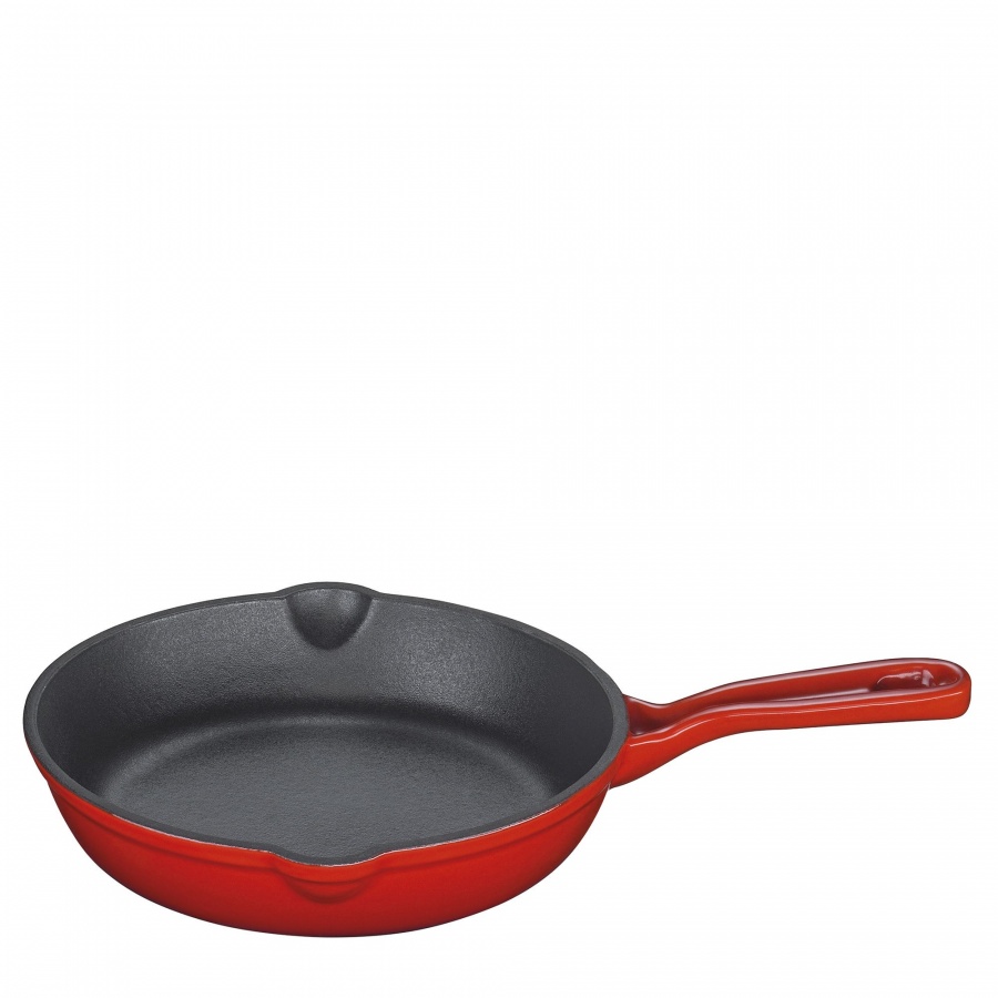 Patelnia żeliwna, śred. 16 cm, czerwona KU-0403151416
