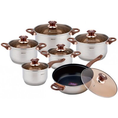 Garnki stalowe Jumbo 12 ele. KINGHOFF KH-1767 Rosegold