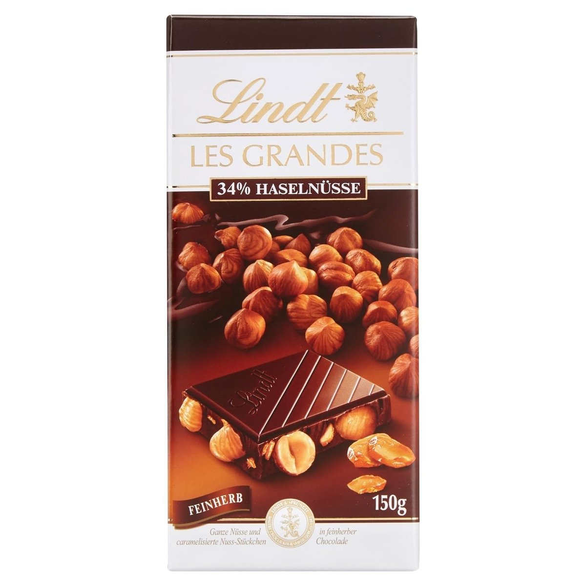 LINDT  czekolada Les Grandes 150g gorzka i orzechy laskowe