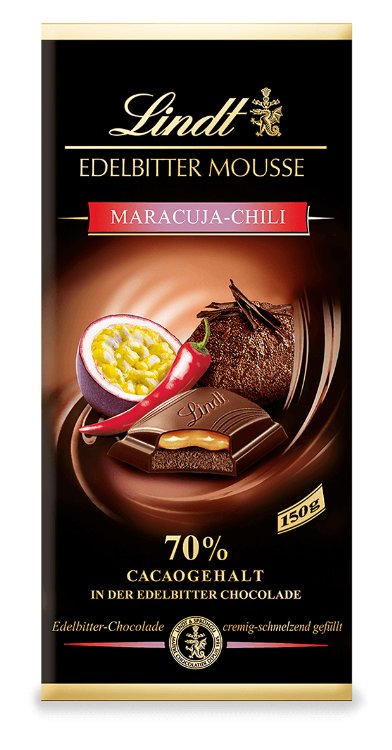 LINDT czekolada Edelbitter Mousse Maracuja-Chili 150g