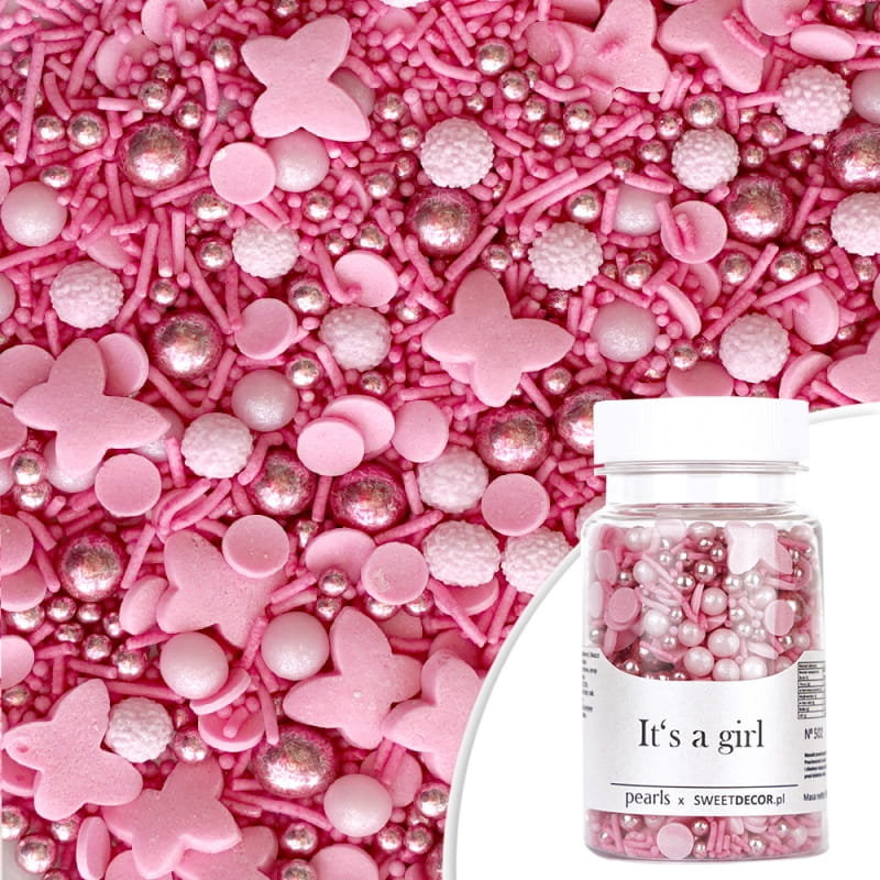 Posypka cukrowa IT'S A GIRL mix różowa Sweet Decor, 70 g