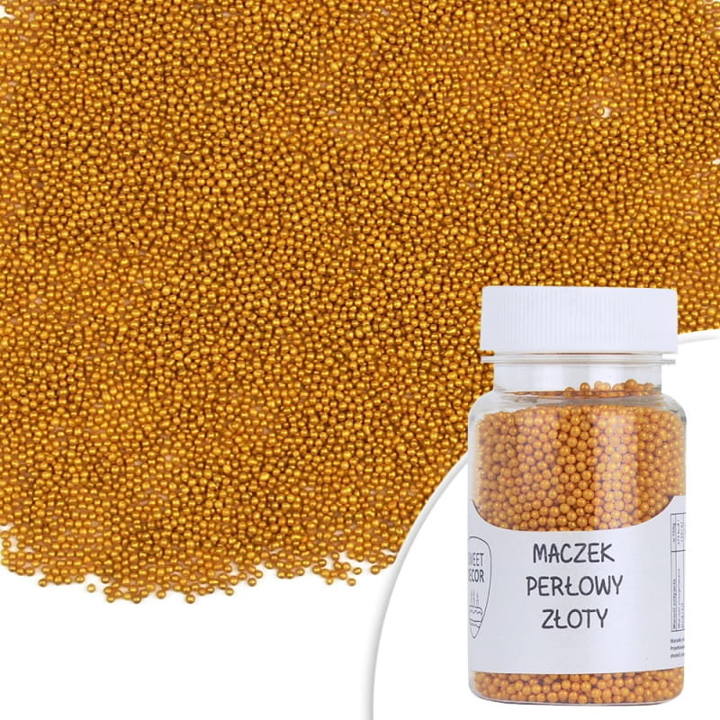 Posypka cukrowa MACZEK PERŁOWY ZŁOTY ⌀ 1 mm Sweet Decor, 50 g