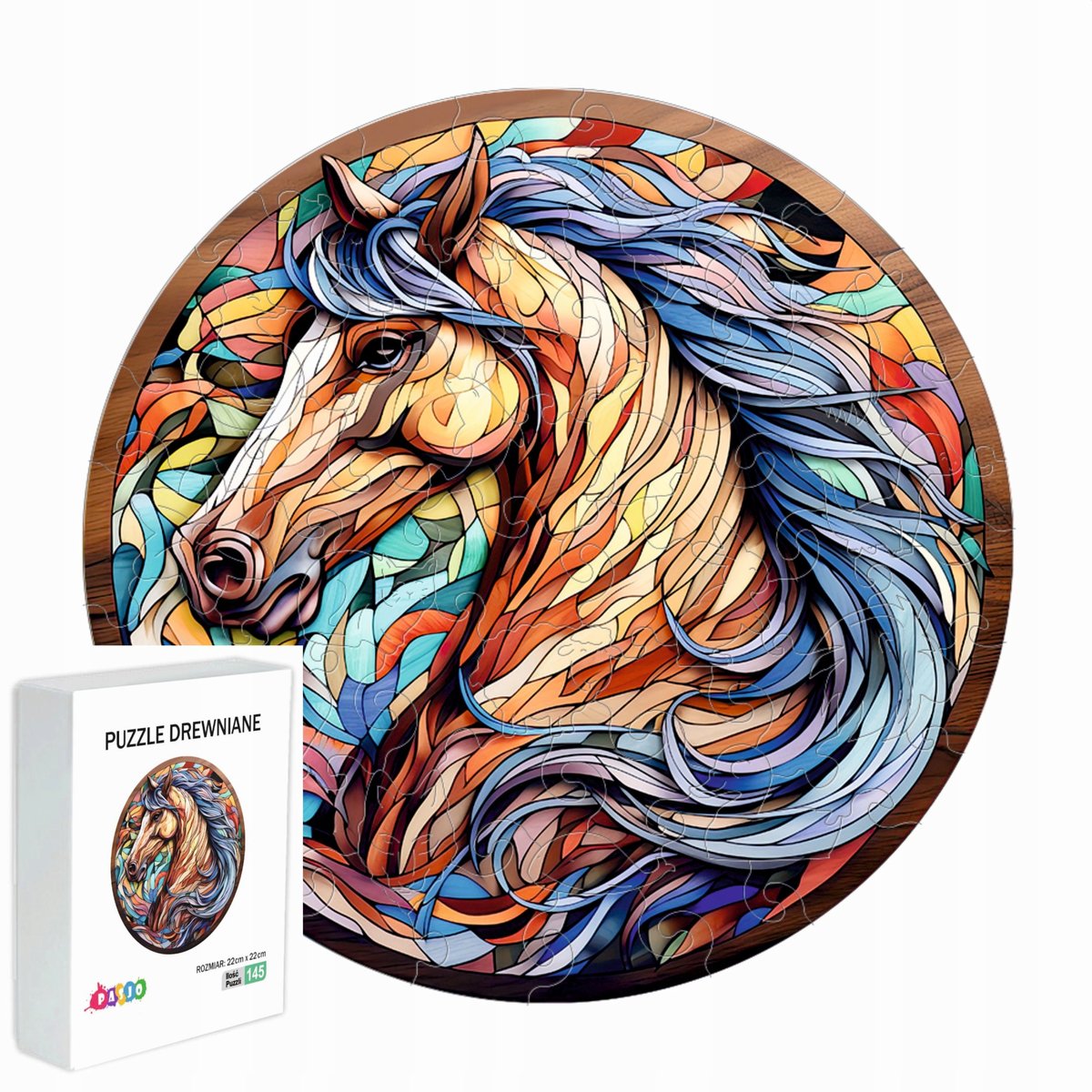 PUZZLE DREWNIANE DLA DZIECI DOROSŁYCH KOŃ 145 ELEMENTÓW PREZENT DLA DZIECI