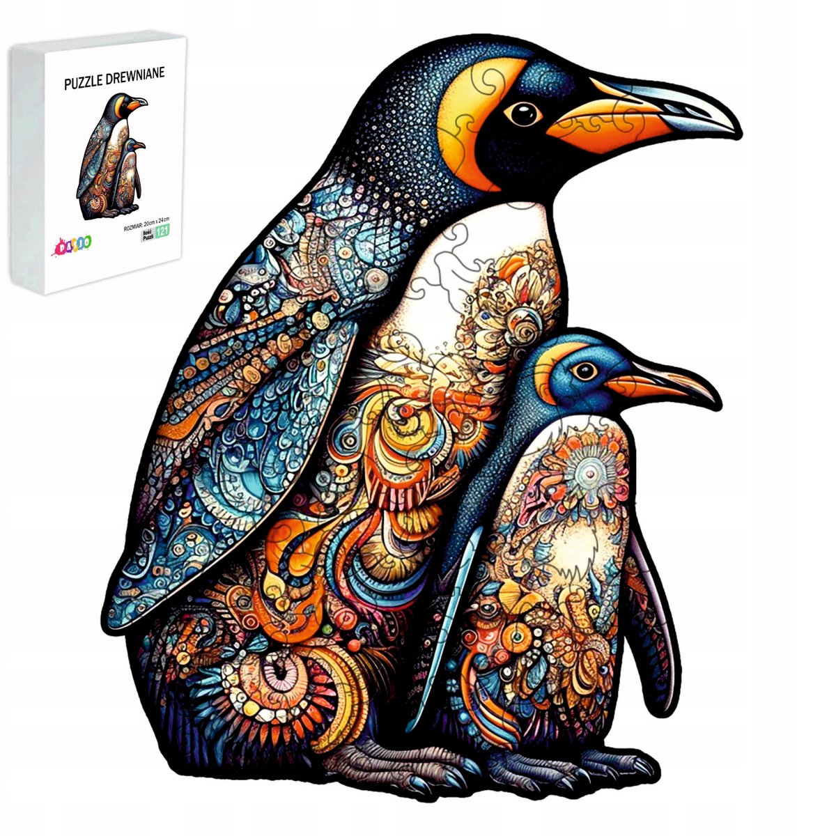 PUZZLE DREWNIANE DLA DZIECI 121 ELEMENTÓW PINGWINY PREZENT DLA DZIECKA