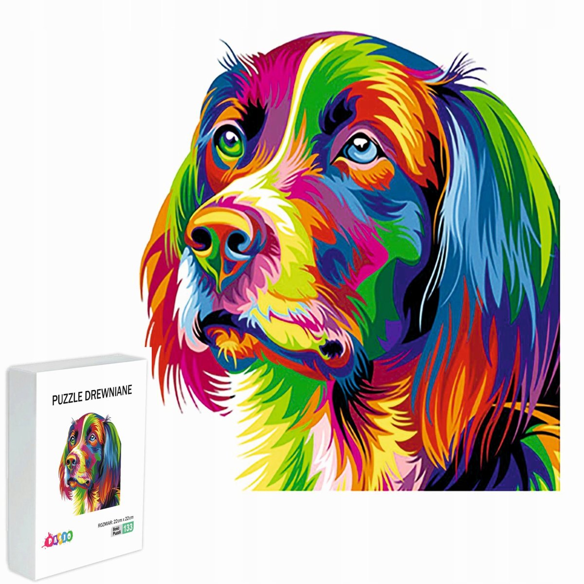 PUZZLE DREWNIANE DLA DZIECI DOROSŁYCH 133 ELEMENTÓW PIES PREZENT DLA DZIECI